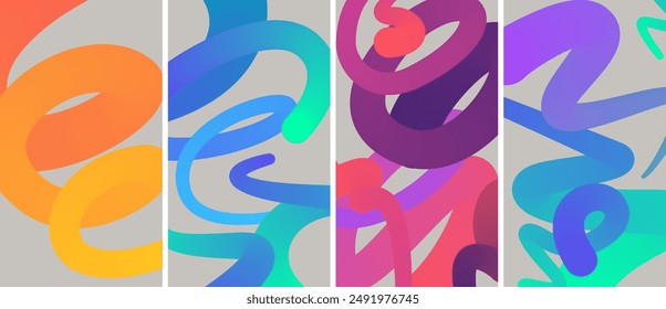 Wavy curly shape with colorful gradient. Modern 3d figure. Vector illustration.