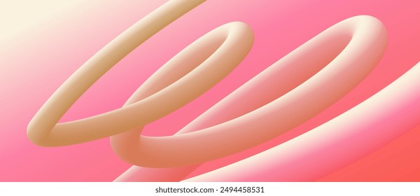 Wavy curly shape with colorful gradient. Modern 3d figure. Vector illustration.