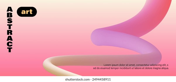 Forma ondulada rizada con degradado colorido. Figura 3D moderna. Ilustración vectorial.
