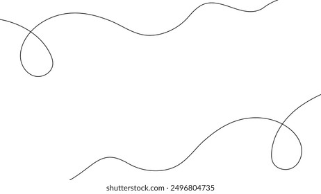 Wavy curve line bg. Undulate thin wave seamless pattern. Squiggle and wiggly side frame sketch. Simple, dynamic and elegant presentation cover. Winding divider with organic irregular linear shape