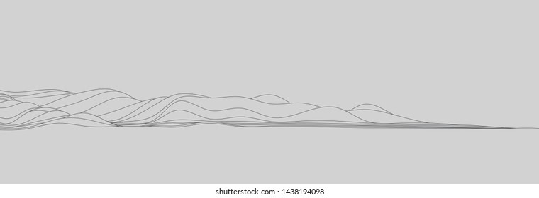 wavy curve line, for concept minimal skyline, wave, sea.