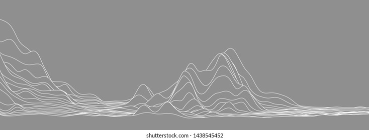 wavy curve line, for concept minimal skyline, wave, sea.