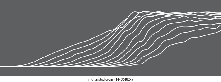 wavy curve line, for concept minimal skyline, wave, sea.