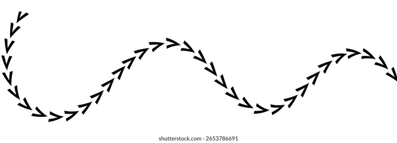 Wavy Curved Arrows Set – Hand Drawn Style Illustration on white background.
