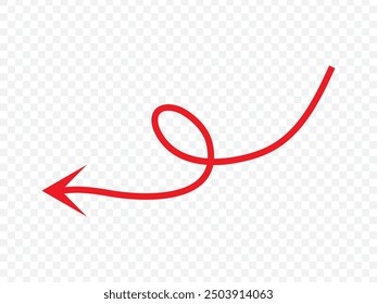 wavy curved Long arrow icon. long line arrow vector. flat style Arrow symbol. arrow on a white background. vector illustration.
