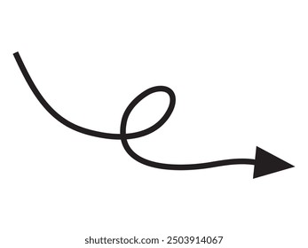 wavy curved Long arrow icon. long line arrow vector. flat style Arrow symbol. arrow on a white background. vector illustration.