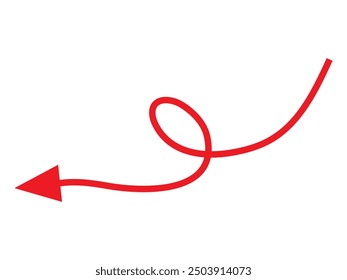 wavy curved Long arrow icon. long line arrow vector. flat style Arrow symbol. arrow on a white background. vector illustration.