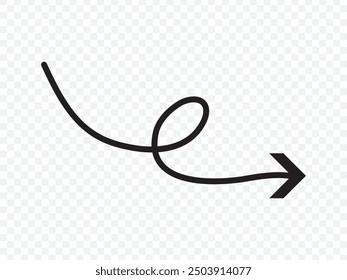 wavy curved Long arrow icon. long line arrow vector. flat style Arrow symbol. arrow on a white background. vector illustration.