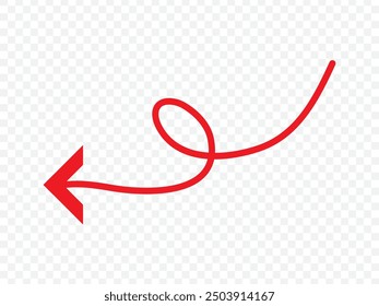 Vector de flecha curvado ondulado. icono de flecha larga. símbolo de flecha de línea larga. estilo plano. flecha sobre fondo blanco. Ilustración vectorial.