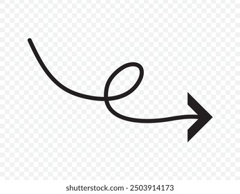 wavy curved Long arrow icon. long line arrow vector. flat style Arrow symbol. arrow on a white background. vector illustration.