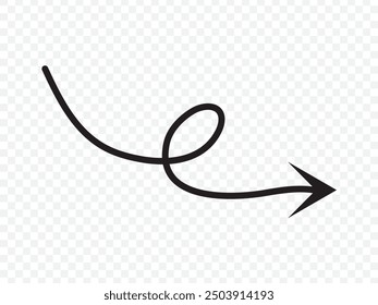 wavy curved Long arrow icon. long line arrow vector. flat style Arrow symbol. arrow on a white background. vector illustration.