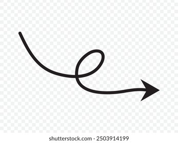 wavy curved Long arrow icon. long line arrow vector. flat style Arrow symbol. arrow on a white background. vector illustration.