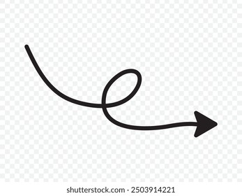 wavy curved Long arrow icon. long line arrow vector. flat style Arrow symbol. arrow on a white background. vector illustration.