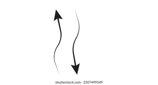 wavy curved Long arrow icon. long line arrow vector.