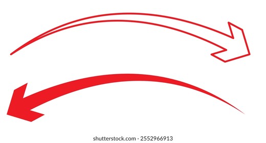 wavy curved Long arrow icon. long line arrow vector. flat style Arrow symbol. arrow on a white background. vector illustration. 333