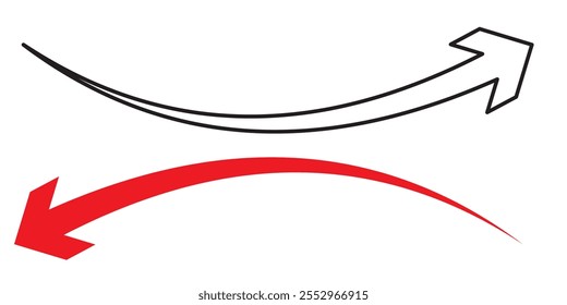 wavy curved Long arrow icon. long line arrow vector. flat style Arrow symbol. arrow on a white background. vector illustration. 333