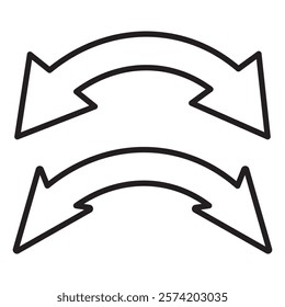 wavy curved Long arrow icon. long line arrow vector. flat style Arrow symbol. arrow on a white background. vector illustration.