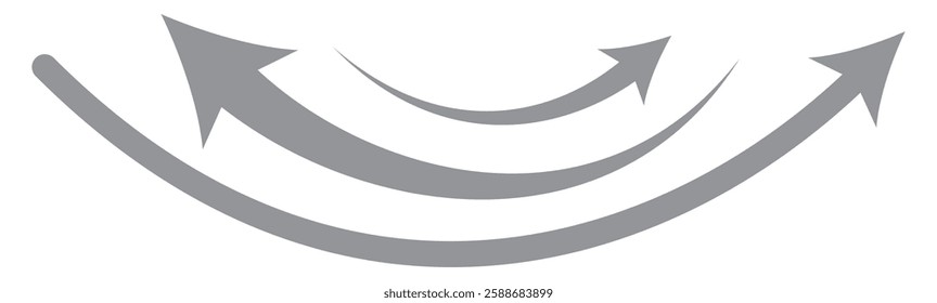 wavy curved Long arrow icon. long line arrow vector. curved arrow sign.  Set long black curve arrow icon vector. 