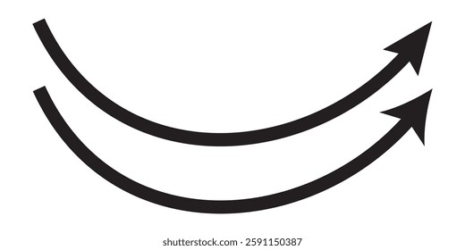 wavy curved Long arrow icon. long line arrow vector. flat style Arrow symbol. arrow on a white background. vector illustration.