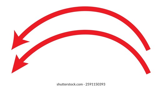 wavy curved Long arrow icon. long line arrow vector. flat style Arrow symbol. arrow on a white background. vector illustration.