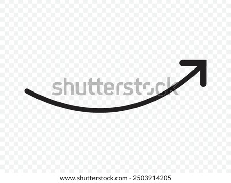 wavy curved Long arrow icon. long line arrow vector. flat style Arrow symbol. arrow on a white background. vector illustration.