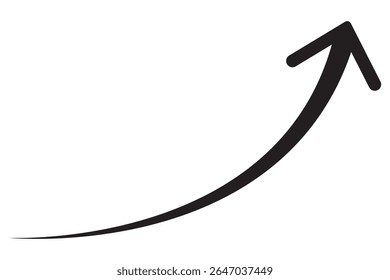 wavy curved Long  line arrow vector. flat style Arrow symbol.  on a transparent background. vector illustration. blue long arrow, curve green arrow icon vector for your apps, web