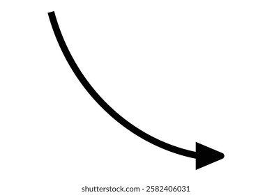 wavy and curved wave long arrow vector icon. Horizontal wavy curved long arrow icon. flat style curved long arrow vector illustration.