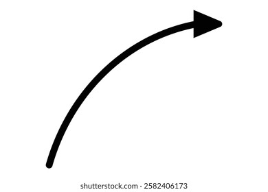 wavy and curved wave long arrow vector icon. Horizontal wavy curved long arrow icon. flat style curved long arrow vector illustration.