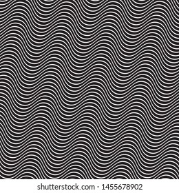 Wavy, curves lines. Optical art background. Wave design black and white. Digital image with a psychedelic stripes. Vector illustration