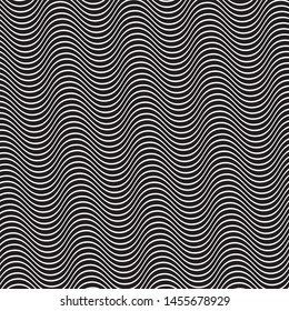 Wavy, curves lines. Optical art background. Wave design black and white. Digital image with a psychedelic stripes. Vector illustration