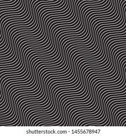 Wavy, curves lines. Optical art background. Wave design black and white. Digital image with a psychedelic stripes. Vector illustration