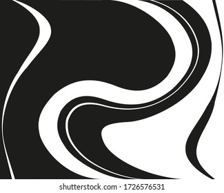 Wavy, curves lines. Optical art background. Wave design black and white. Digital image with a psychedelic stripes. Vector illustration  