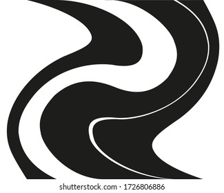 Wavy, curves lines. Optical art background. Wave design black and white. Digital image with a psychedelic stripes. Vector illustration  