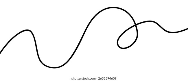 Wavy curvy long squiggles line, loopy line, wave line - stock vector