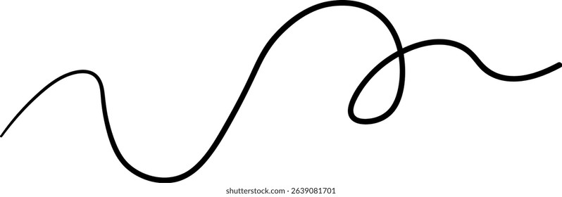 Wavy curvy long squiggles line, loopy line, wave line - stock vector
