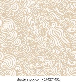 wavy cycle seamless pattern background beige. hair background, jellyfish seamless background, 