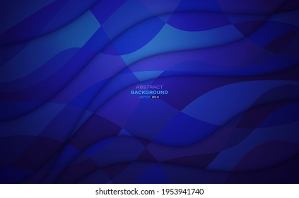 Wavy dark blue background. Trendy wave composition. Elegant curvy shapes. Applicable for flyer, poster, cover design. Vector illustration