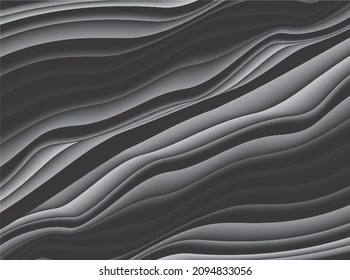 Wavy dark gray strips. Abstract background. Vector illustration