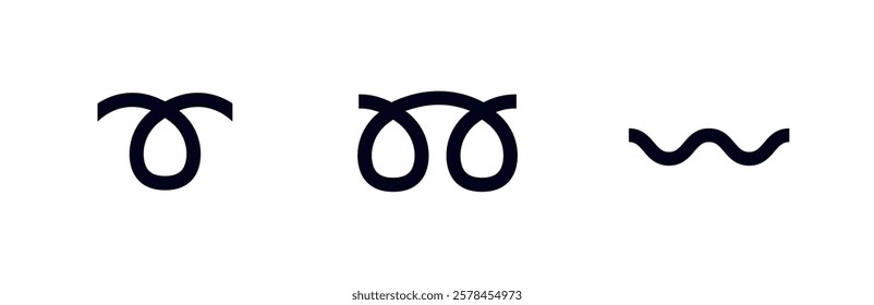 Wavy dash double curly loop symbol emoji vector