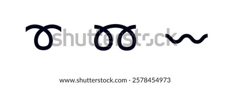 Wavy dash double curly loop symbol emoji vector