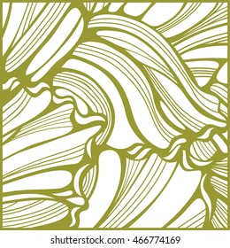 Wavy decorative background. Abstract striped pattern. Olive and white colors. Vector illustration.