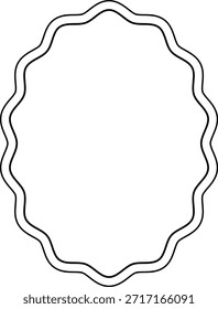 Wavy Decorative Oval Frame with Hand-Drawn Vintage Border