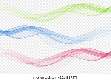 Wavy design element, abstract wave set.