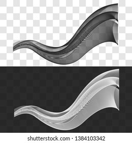 Wavy design element. Decor for brochure, banner, flyer. Fluid, black and white wave, curve blend line. Vector illustration