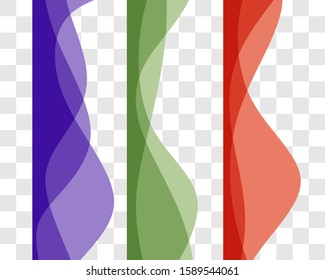 	
Wavy design element. Decor for brochure, banner, flyer. Fluid, color wave, curve line. Vector 