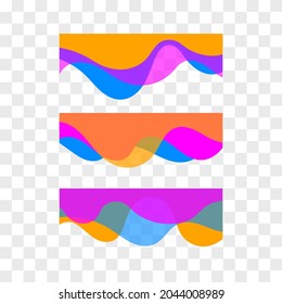 Wavy design element. Decor for brochure, banner, flyer. Fluid, color wave, curve line. Vector illustration