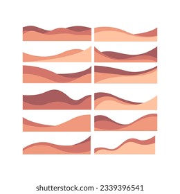 Wavy design element. Decor for brochure, banner, and flyer. Fluid, color wave, curve smooth line. Vector. Triple Wave Border Elements