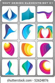 wavy design elements set (you can use as business icon)