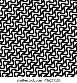 Wavy diagonal parallel lines. seamless, repeatable monochrome pattern. Vector