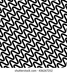 Wavy diagonal parallel lines. seamless, repeatable monochrome pattern. Vector